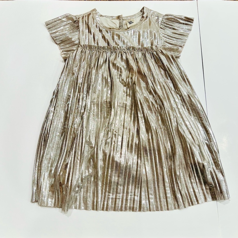 OshKosh B'gosh Baby Girls Metallic Silver Pleated Dress Size 18 Month Party NYE